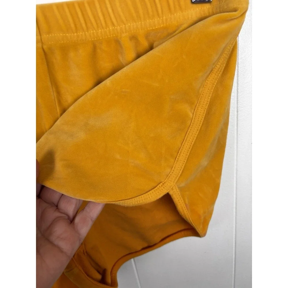 Hollister‎ Women's Medium Sunflower Yellow Velour Mini Shorts Retro Y2K